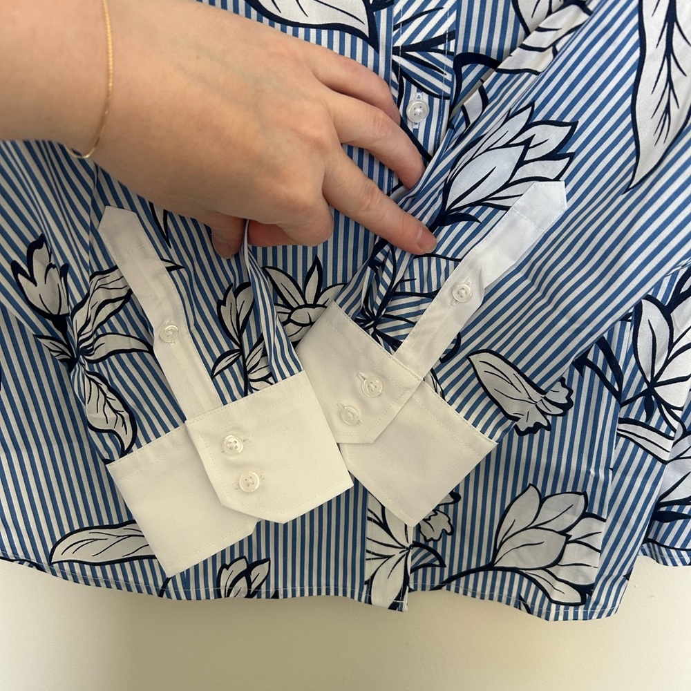 Talbots NON-IRON PERFECT SHIRT - OUTLINE FLORAL STRIPE Size‎ 8 - Picture 6 of 7